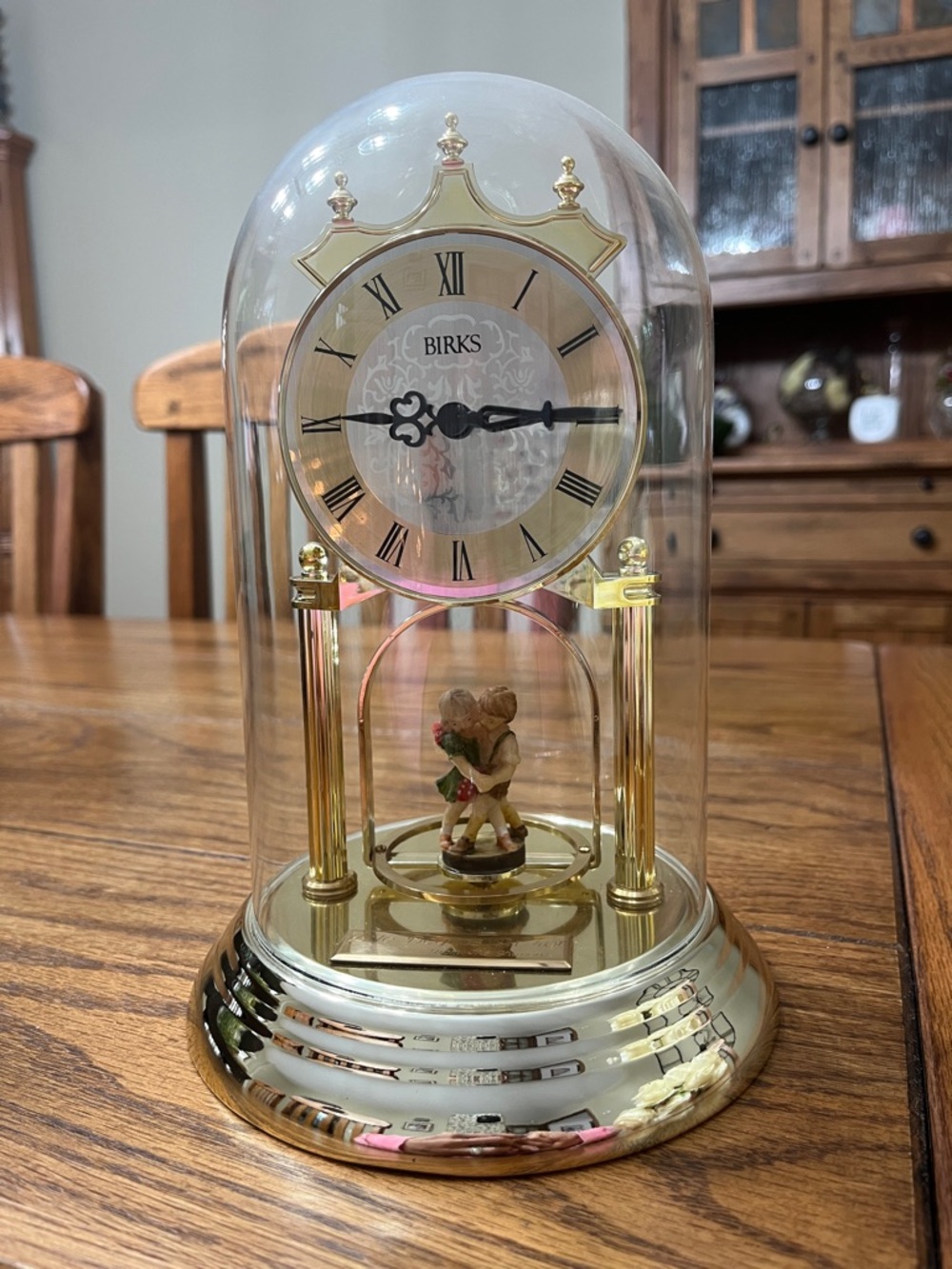 Birks Gold Anniversary Glass Dome Clock - Gold Finish